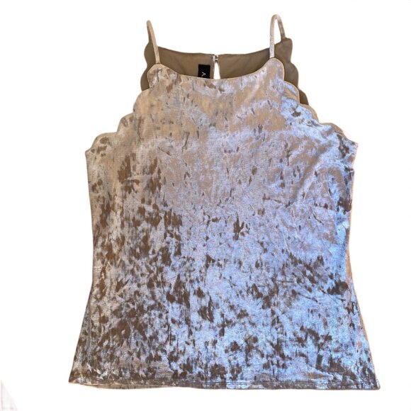A Byer Y2K Crushed Velvet Tank Top Rose Gold Scallop Going Out Coquette Indie -S - Picture 2 of 13